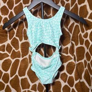 OshKosh B'gosh Toddler Girls Teal Floral Cutout One Piece Swimsuit Size 4T